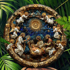 Presépio de Resina Placa de Madeira Ninho Divino