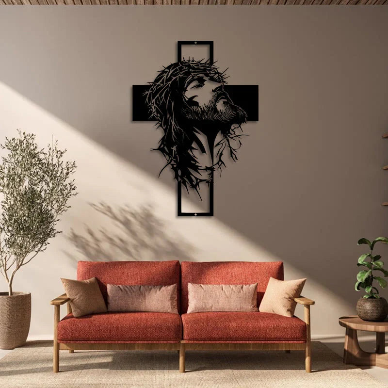 Quadro Jesus Cristo na Cruz em Metal | Arte Sacra para Parede