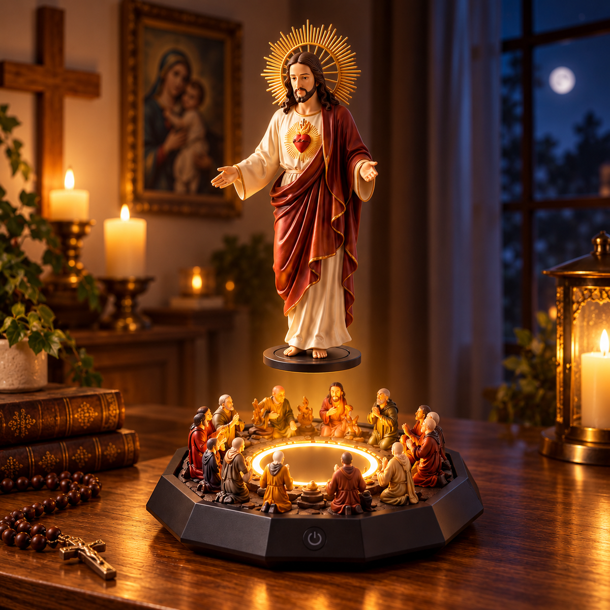 Cristo Flutuante com Iluminação LED – Um Símbolo de Fé que Encanta
