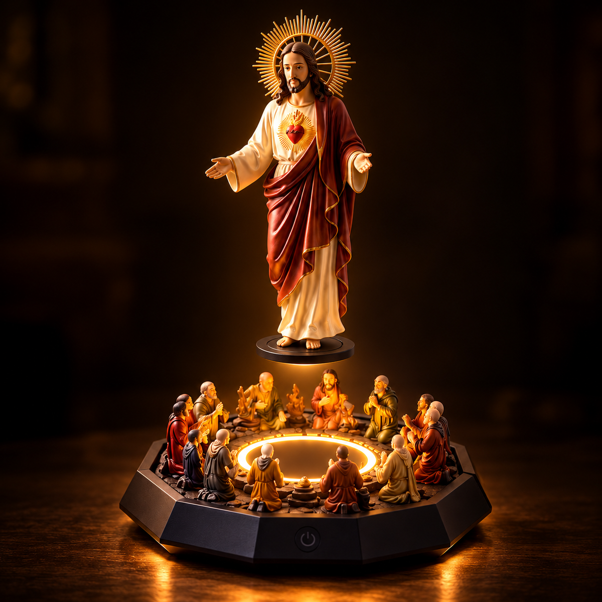 Cristo Flutuante com Iluminação LED – Um Símbolo de Fé que Encanta