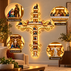 Cruz Sagrada Iluminada LED | A História de Jesus em Cada Detalhe