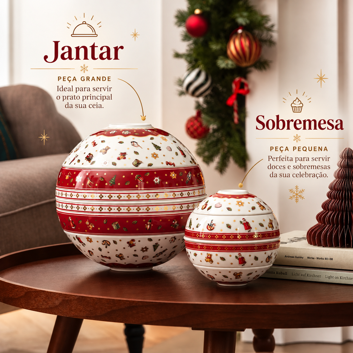 BOLA VITARA - Jogo de Pratos em Porcelana 7 Peças (Edição Natal Limitada)
