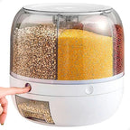 Dispenser de Cereais Giratório 6 Divisórias | Porta Grãos Organizador de Cozinha