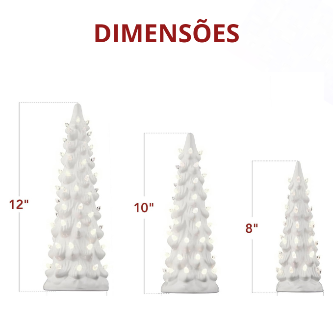 Mini Árvores de Natal com Led de Cerâmica