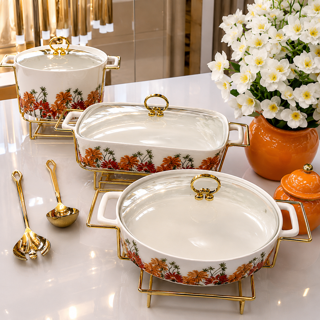 Conjunto de Rechaud Paris em Porcelana Premium (3 peças)