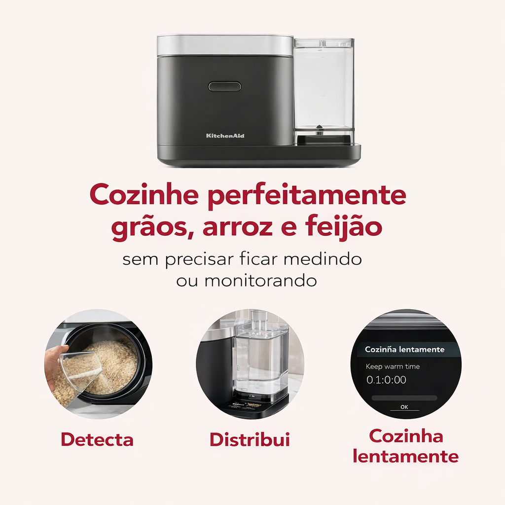 Panela elétrica KitchenAid com balança integrada com sensor automático + reservatório de água