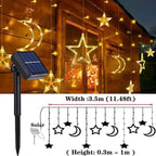 Luzes de Fada Estrela e Lua LED Solar - Encanto Natalino