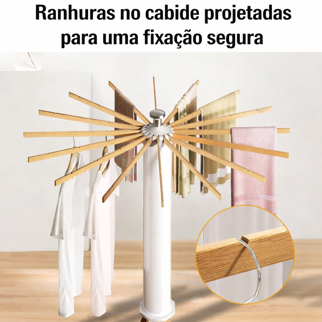 Varal Dobrável Portátil De Chão Redondo Pratico 360° Com 16 Hastes