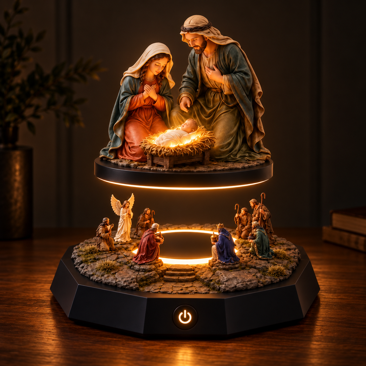 Presepio Flutuante Iluminado – Uma Presença de Fé para o Seu Lar