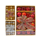 Kit 24 Enfeites Natalinos Bola Laço Decoração Árvore de Natal Vermelho Dourado Prata