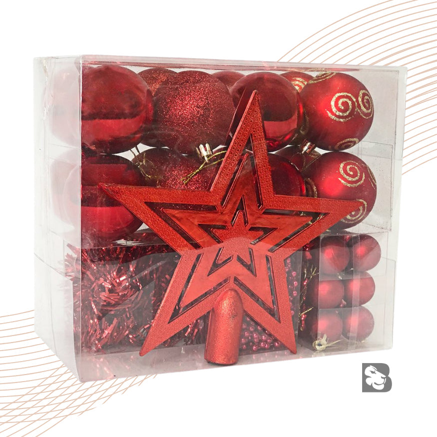 Kit 44 Enfeites Para Árvore de Natal Estrela Bolas Festão Cordão Pérolas Decoração Natalina