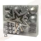 Kit 44 Enfeites Para Árvore de Natal Estrela Bolas Festão Cordão Pérolas Decoração Natalina