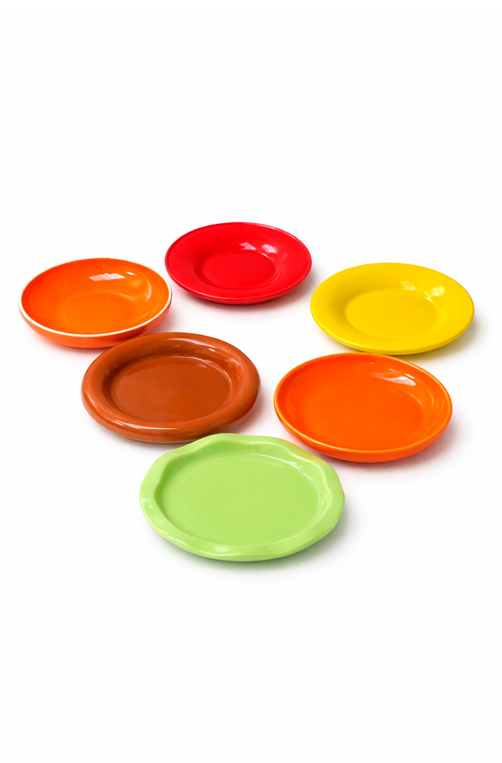 Conjunto de Pratinhos Coloridos em Cerâmica Hambúrguer