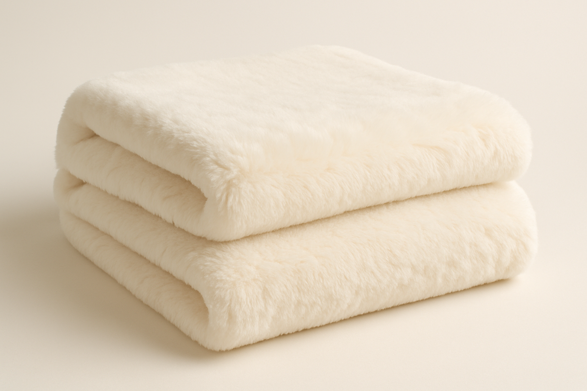 Manta Pelúcia Creme Pelo Alto - Sofá Luxo 125x150cm