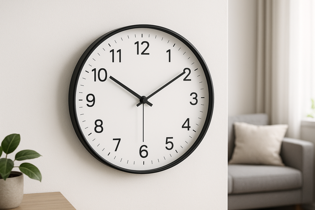 Relógio de Parede Minimalista Silencioso 30cm Branco e Preto