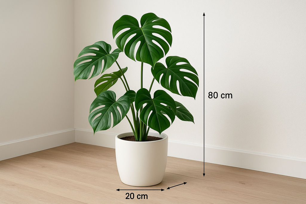 Planta Artificial Monstera Deliciosa 80cm com Vaso Cerâmica