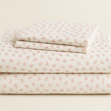 Jogo de Cama Solteiro Floral Rosa e Branco - 2 Peças