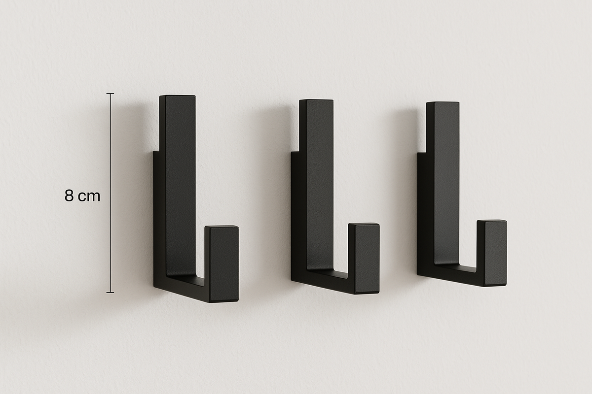 Kit 3 Ganchos Decorativos de Parede Metal Preto Geométrico