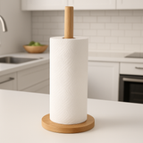 Suporte para Papel Toalha Bambu Vertical com Base Pesada 35cm