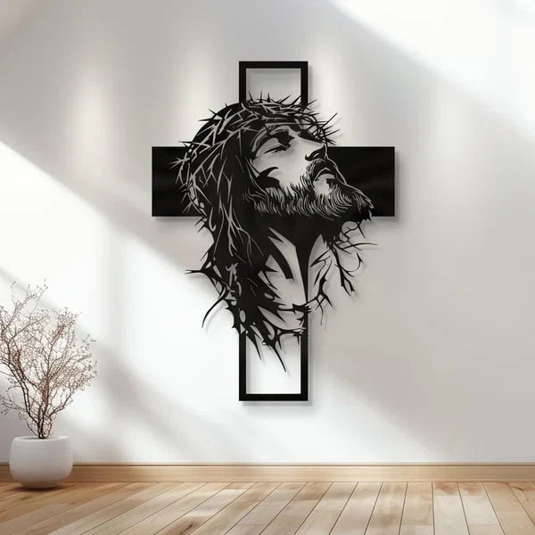 Quadro Jesus Cristo na Cruz em Metal | Arte Sacra para Parede