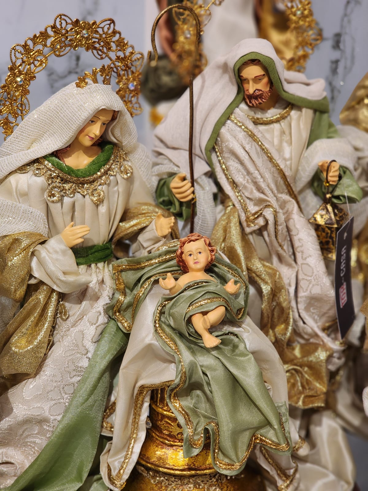 PRESÉPIO DE LUXO SACRA VERDE 28CM 4 PÇS